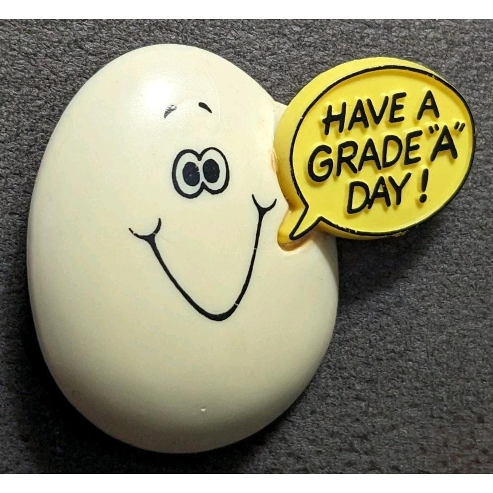 Vintage Hallmark Egg Pin‎ Easter 1981 Have A Grade A Day Spring Brooch Plastic